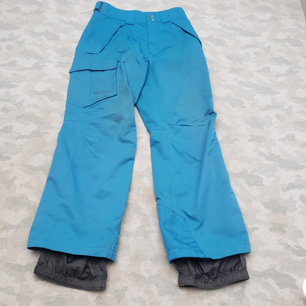 Marmot Snow Pants Mens Small Blue Cargo Insulated Snowboarding Ski Outdoors